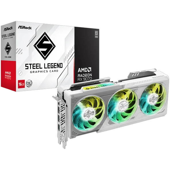 ASROCK AMD Radeon RX 9070 Steel Legend 16GB OC GDDR6 256 Bit Ekran Kartı ürün görseli 1