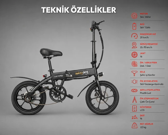 SKYJET S25 ELEKTRİKLİ BİİSKLET ürün görseli 1