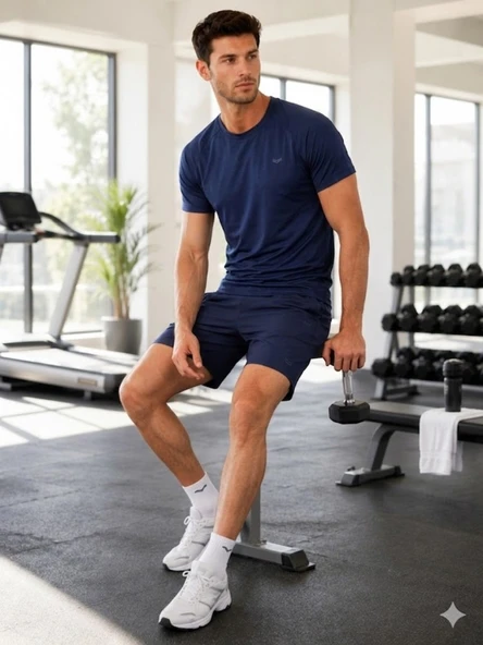 Erkek Lacivert Spor Şort - Resim 2