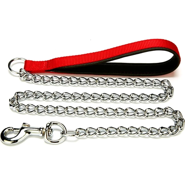 Doggie Konforlu Dokumadan El Yapımı Zincirli Köpek Gezdirme Kayışı 3,5x110cm - Red ürün görseli 1
