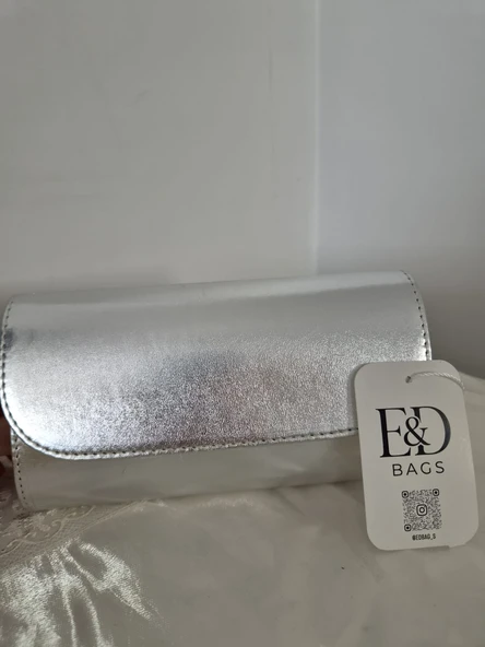 E&D Bags Gümüş Parlak Cüzdanlı Çanta ürün görseli 1