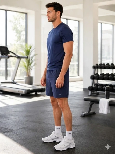 Erkek Lacivert Spor Şort - Resim 3