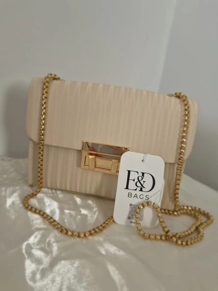 E&D Bags Ekru Mini Zincirli Çanta ürün görseli 1
