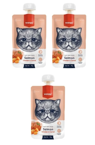 Wanpy Taze Somon & Tavuklu Kedi Et Ezmesi 90 Gr. X 3 Adet ürün görseli 1