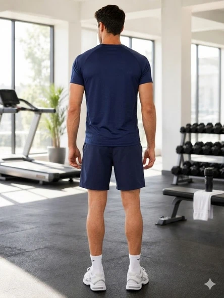 Erkek Lacivert Spor Şort - Resim 4