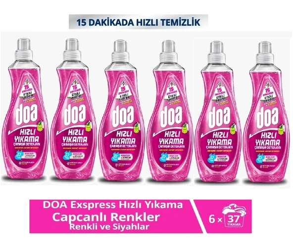 Doa Express Hızlı Yıkama Canlı Renkler Renkli Ve Siyahlar Sıvı Çamaşır Deterjanı 1480 Ml x 6 Adet ürün görseli 1