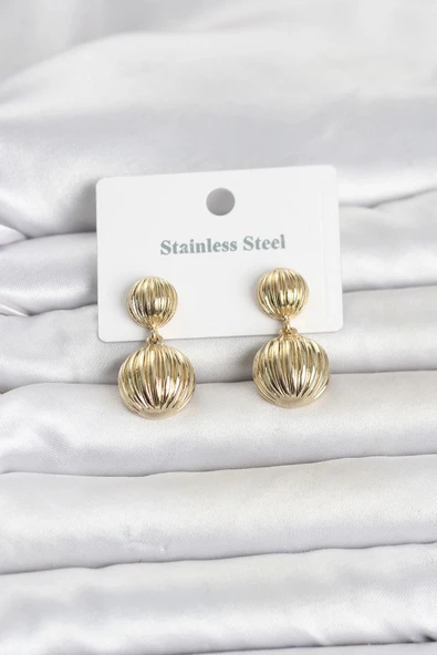 Nevamel® 316L Çelik Gold Renk Vintage Model Kadın Küpe 5886 ürün görseli 1
