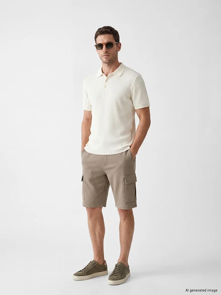 LCWAIKIKI Classic Kahverengi Regular Fit Erkek Kargo Şort ürün görseli 1