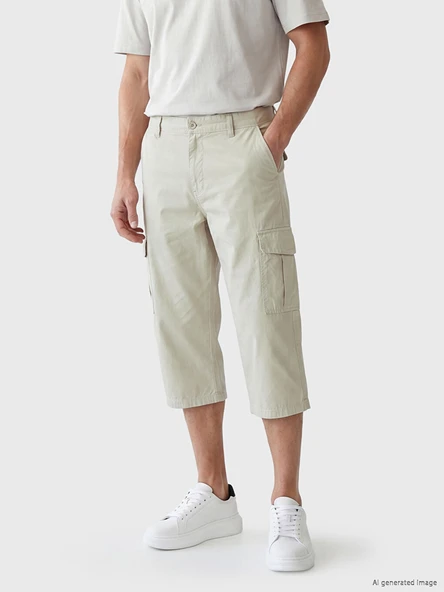 LCWAIKIKI Classic Bej Regular Fit Erkek Kargo Şort - Resim 2