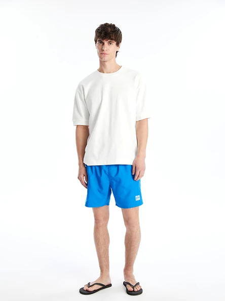 LCW SWIMWEAR Mavi Kısa Boy Baskılı Erkek Deniz Şortu ürün görseli 1