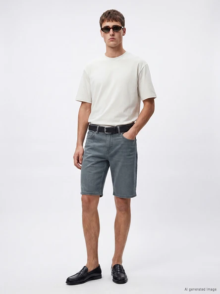 LCW Jeans Gri Regular Fit Erkek Jean Şort ürün görseli 1