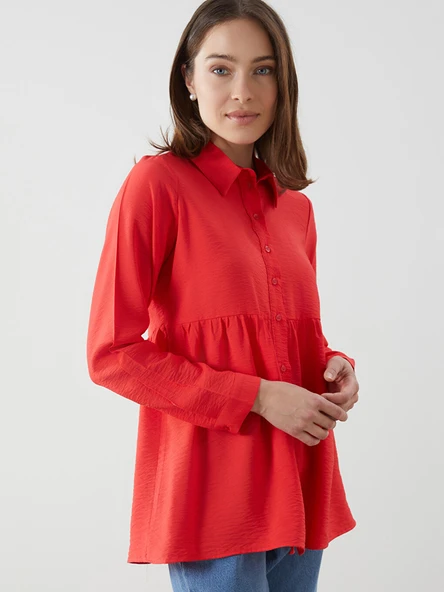 LCW Comfort Kırmızı Regular Fit Kadın Gömlek Tunik ürün görseli 1