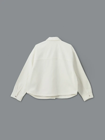 LCW Vision Beyaz Oversize Kadın Jean Gömlek - Resim 6