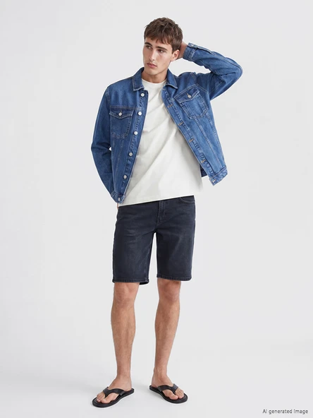 LCW Jeans İndigo Regular Fit Erkek Jean Şort ürün görseli 1