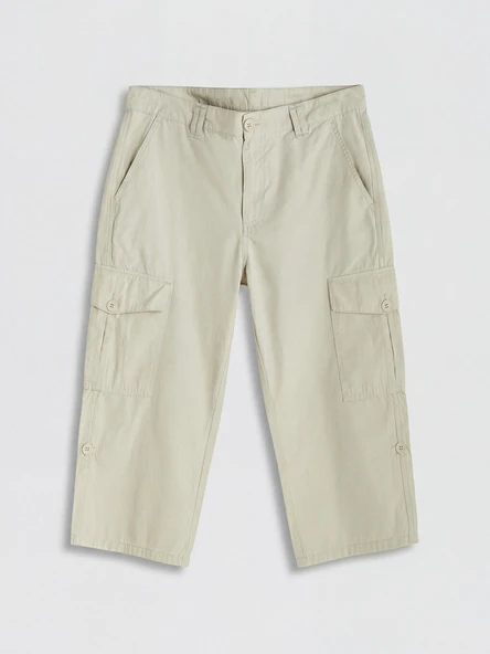 LCWAIKIKI Classic Bej Regular Fit Erkek Kargo Şort - Resim 4