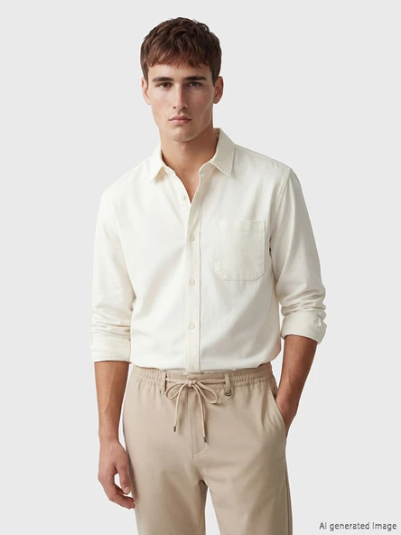 LCW Vision Beyaz Regular Fit Oxford Erkek Basic Gömlek ürün görseli 1