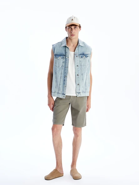LCW Jeans Yeşil Standart Kalıp Erkek Jean Şort ürün görseli 1