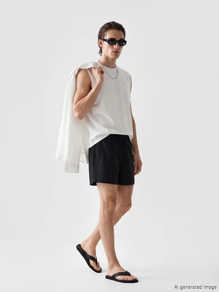 LCW SWIMWEAR Siyah En Kısa Boy Erkek Deniz Şortu ürün görseli 1
