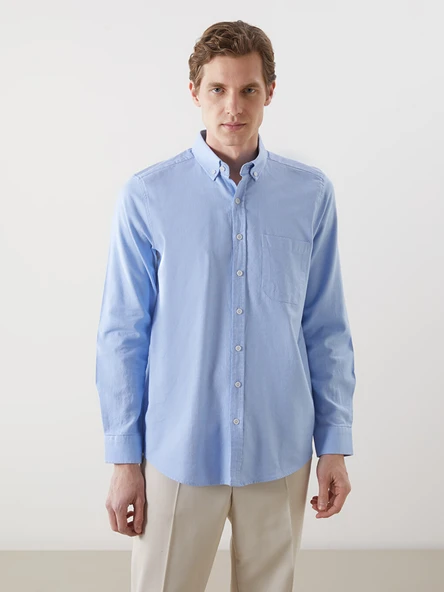 LCWAIKIKI Classic Mavi Regular Fit Uzun Kollu Oxford Erkek Gömlek ürün görseli 1