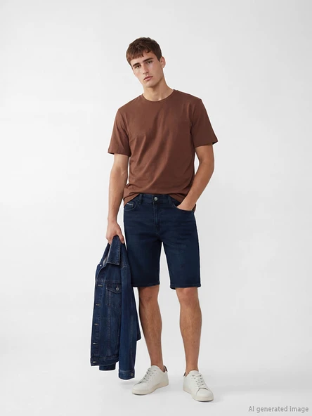 LCW Jeans İndigo Slim Fit Erkek Jean Şort ürün görseli 1