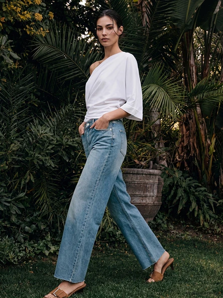 LCW Jeans İndigo Wideleg Fit Kadın Jean Pantolon ürün görseli 1