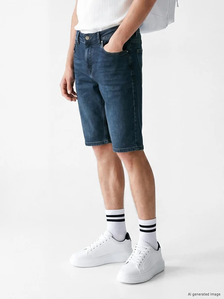 LCW Jeans İndigo Regular Fit Erkek Jean Şort - Resim 2