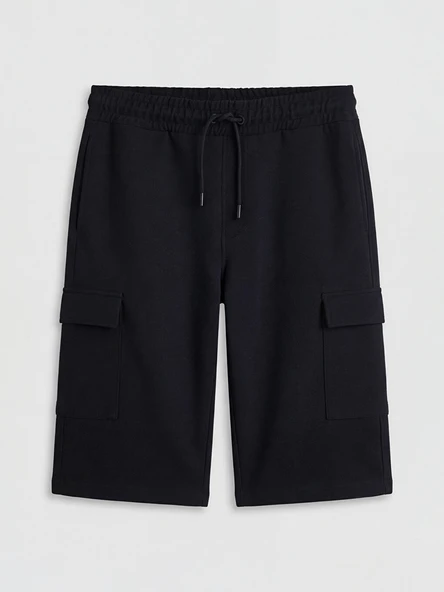 LCWAIKIKI Classic Siyah Regular Fit Erkek Kargo Şort - Resim 5