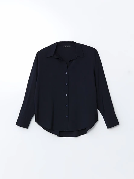 LCW Vision Lacivert Oversize Kadın Gömlek - Resim 5