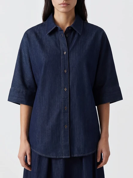 LCW Jeans İndigo Kadın Jean Gömlek - Resim 5