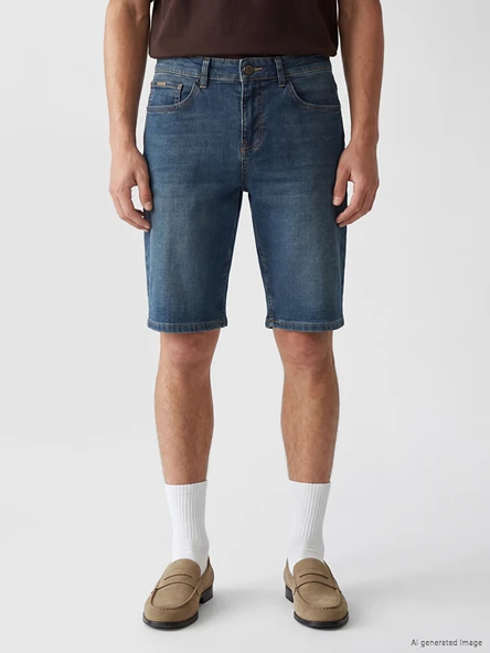 LCW Jeans Yeşil Regular Fit Erkek Jean Şort - Resim 2