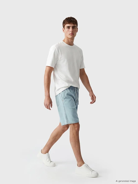 LCW Jeans İndigo Loose Fit Erkek Jean Şort ürün görseli 1