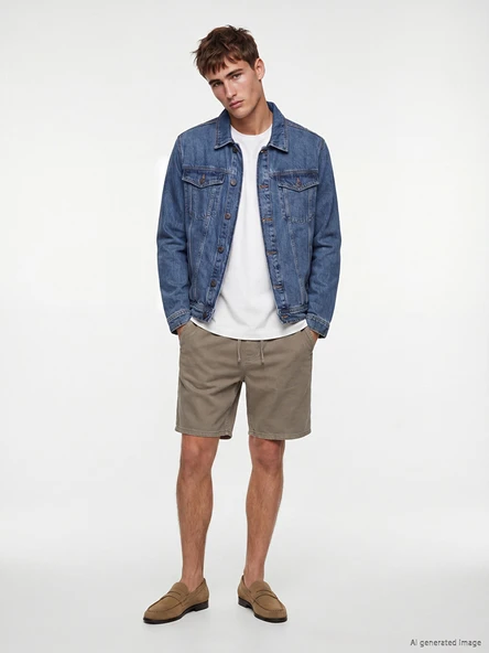 LCW Jeans Haki Relax Fit Erkek Jean Şort ürün görseli 1