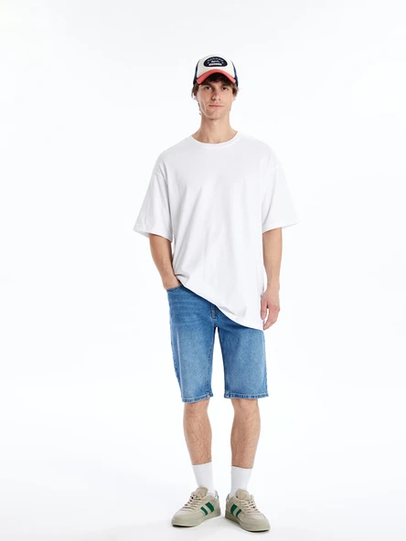 LCW Jeans İndigo Standart Kalıp Erkek Jean Şortolon ürün görseli 1