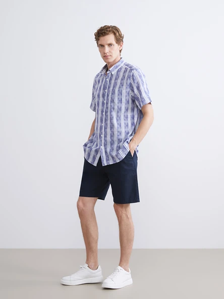 LCWAIKIKI Classic Lacivert Slim Fit Gabardin Erkek Şort ürün görseli 1