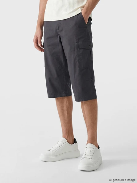 LCWAIKIKI Classic Antrasit Regular Fit Erkek Kargo Şort - Resim 2