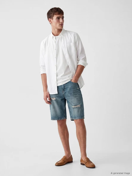 LCW Jeans Yeşil Regular Fit Erkek Jean Şort ürün görseli 1