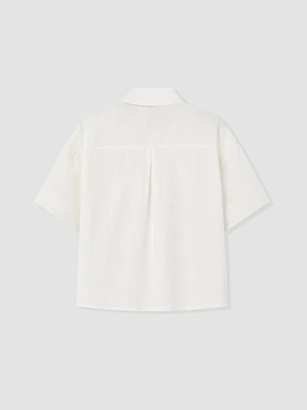 LCW Vision Beyaz Oversize Poplin Kadın Gömlek - Resim 3