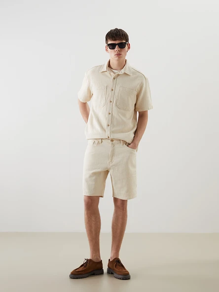 LCW Jeans Bej Standart Kalıp Erkek Jean Şort ürün görseli 1
