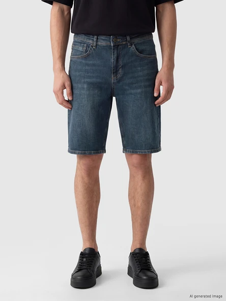 LCW Jeans Yeşil Regular Fit Erkek Jean Şort - Resim 4