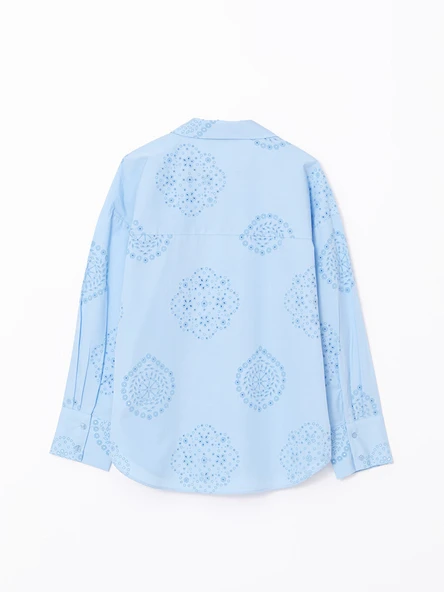 LCW Vision Mavi Oversize Kadın Gömlek - Resim 6