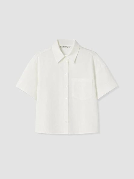LCW Vision Beyaz Oversize Poplin Kadın Gömlek ürün görseli 1