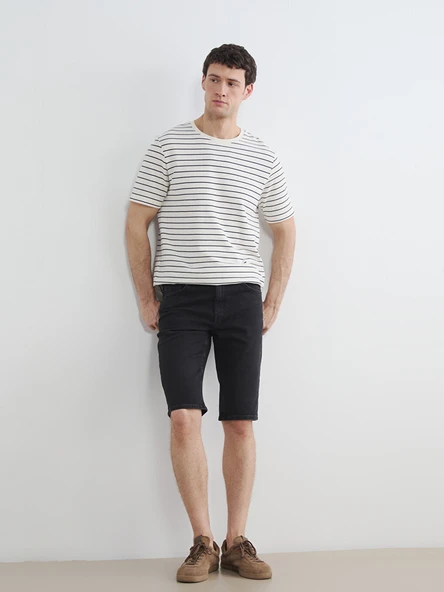 LCW Jeans Siyah Süper Skinny Fit Erkek Jean Şort ürün görseli 1