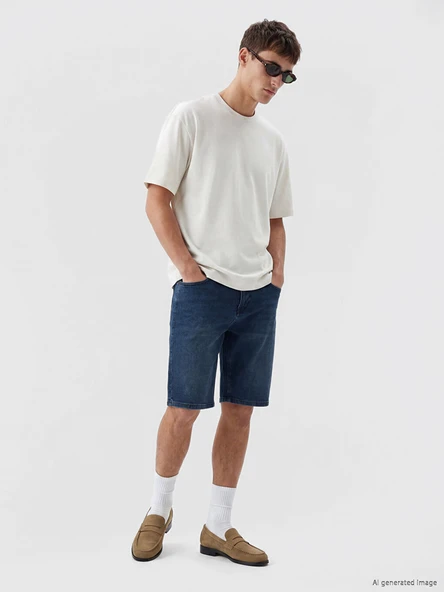 LCW Jeans İndigo Slim Fit Erkek Jean Şort ürün görseli 1