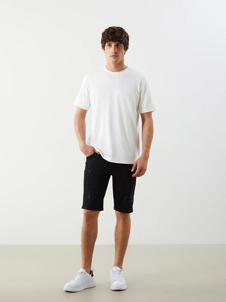LCW Jeans Siyah Süper Skinny Fit Erkek Jean Şort ürün görseli 1