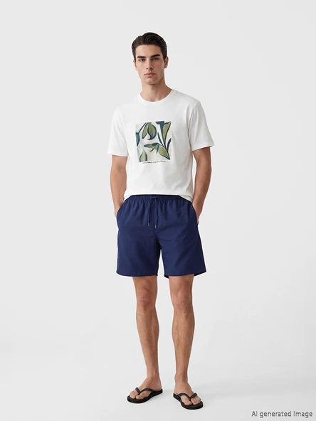 LCW SWIMWEAR İndigo Kısa Boy Basic Erkek Deniz Şortu ürün görseli 1