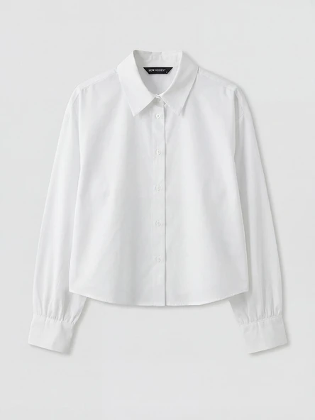 LCW Modest Beyaz Poplin Kadın Gömlek - Resim 5