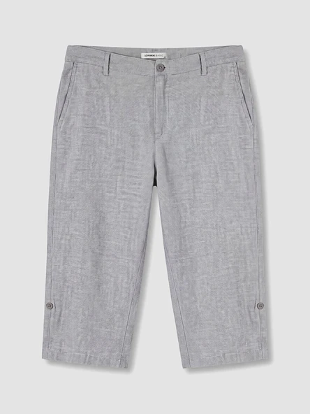 LCWAIKIKI Classic Gri Regular Fit Keten Karışımlı Erkek Şort ürün görseli 1
