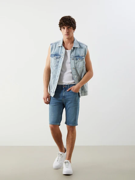 LCW Jeans İndigo Skinny Fit Erkek Jean Şort ürün görseli 1