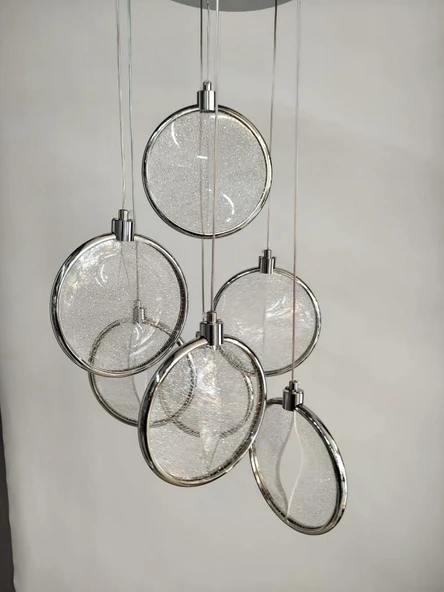 7'Lİ GÜMÜŞ SİMLİ LED AVİZE - Resim 2