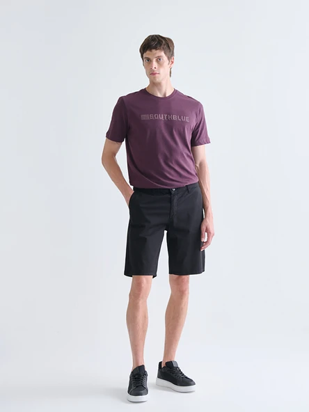 LCWAIKIKI Classic Siyah Slim Fit Gabardin Erkek Şort ürün görseli 1